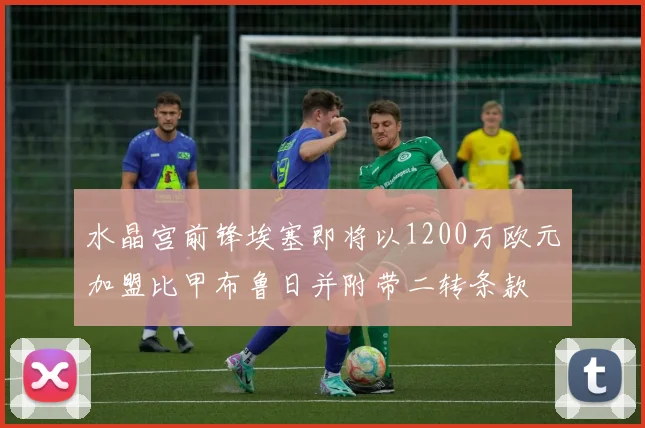 水晶宫前锋埃塞即将以1200万欧元加盟比甲布鲁日并附带二转条款